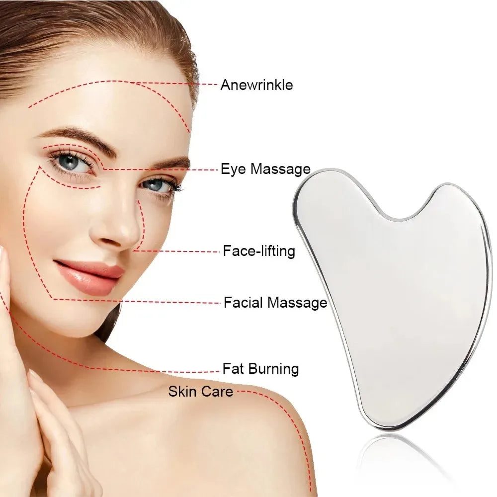 Apeiron 1/3PCS Face Ice Roller Stainless Steel Gua Sha Board Face Massage Roller Facial Massager Face Lifting Beauty Skin Care Tools