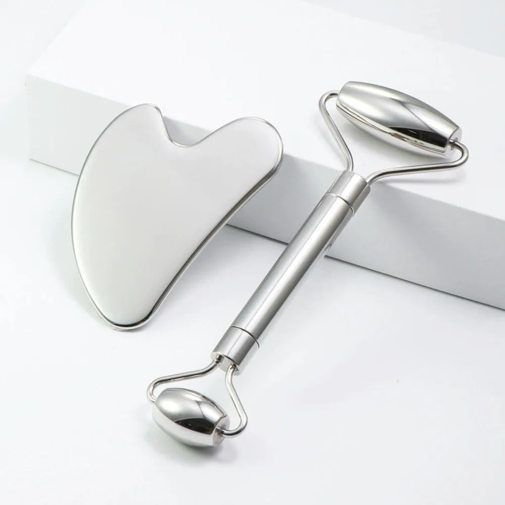 Apeiron 1/3PCS Face Ice Roller Stainless Steel Gua Sha Board Face Massage Roller Facial Massager Face Lifting Beauty Skin Care Tools