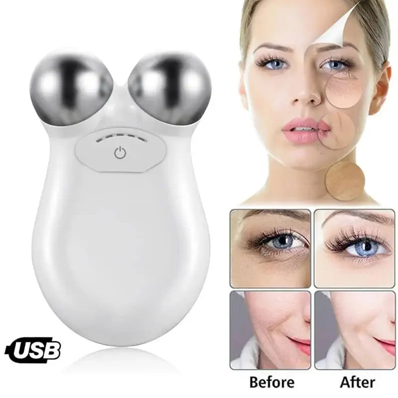 Microcurrent Facial Massager Roller Anti Wrinkles EMS Face Lift Skin Tightening Machine Face Firming Slimming Skin Care Tools