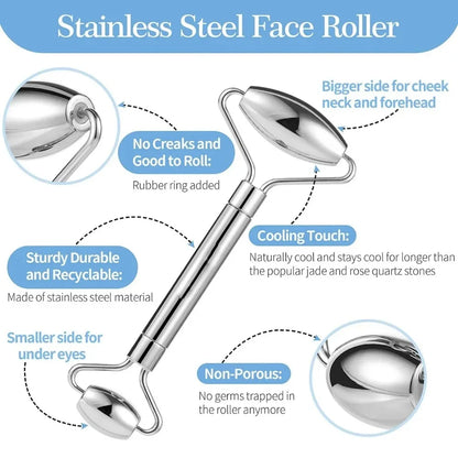 Apeiron 1/3PCS Face Ice Roller Stainless Steel Gua Sha Board Face Massage Roller Facial Massager Face Lifting Beauty Skin Care Tools