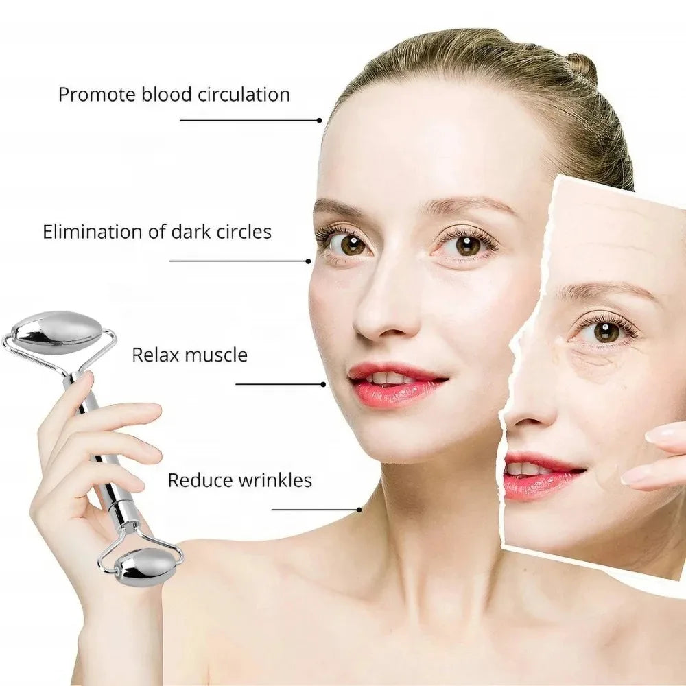 Apeiron 1/3PCS Face Ice Roller Stainless Steel Gua Sha Board Face Massage Roller Facial Massager Face Lifting Beauty Skin Care Tools